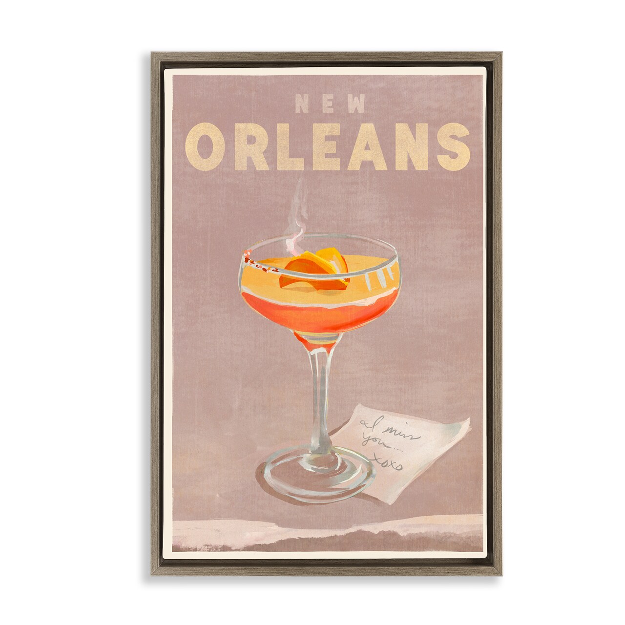Stupell Industries New Orleans Cocktail Framed Floater Canvas Wall Art Design by The Whiskey Ginger